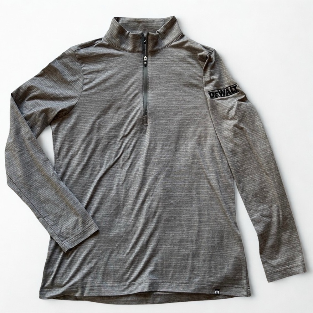 Travis Mathew x Dewalt Gray Subtle Striped 1/4 Zip Pullover Womens Medium